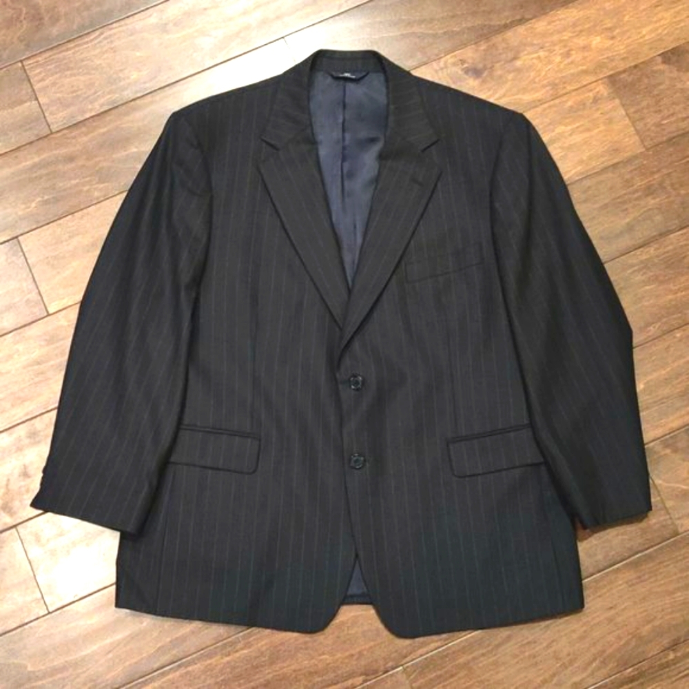 Brooks Brothers 346 Wool Sport Coat Black With Grey Pinstripes SIZE 44S